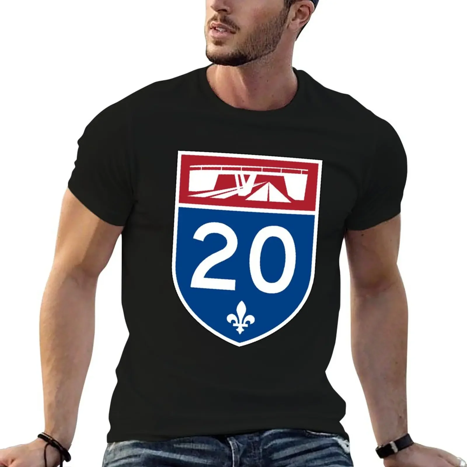 Футболка с надписью Quebec Autoroute A-20 (TCH) Jean-Lesage du Souvenir Canada Highway Shield