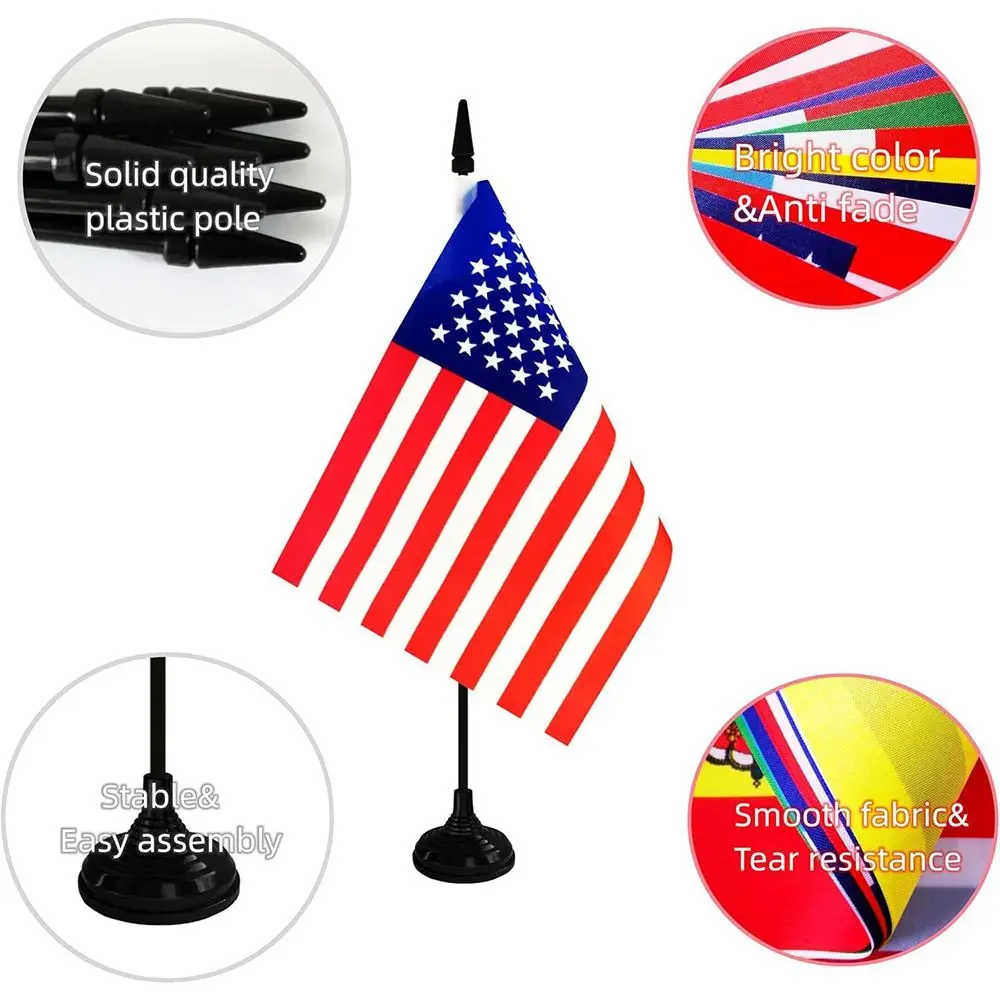 Горячий с черным твердым столбом и подставкой. Настольный флаг. Мини-стол.