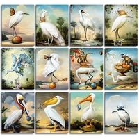 gatyztory oil painting by numbers animal egret hand painting kits frameless picture by numnbers on canvas wall art gift home dec