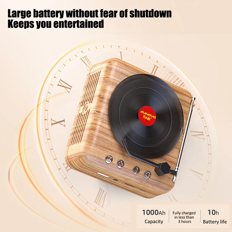Портативный ретро fm-радио мини радио приемник Bluetooth динамик Виниловый