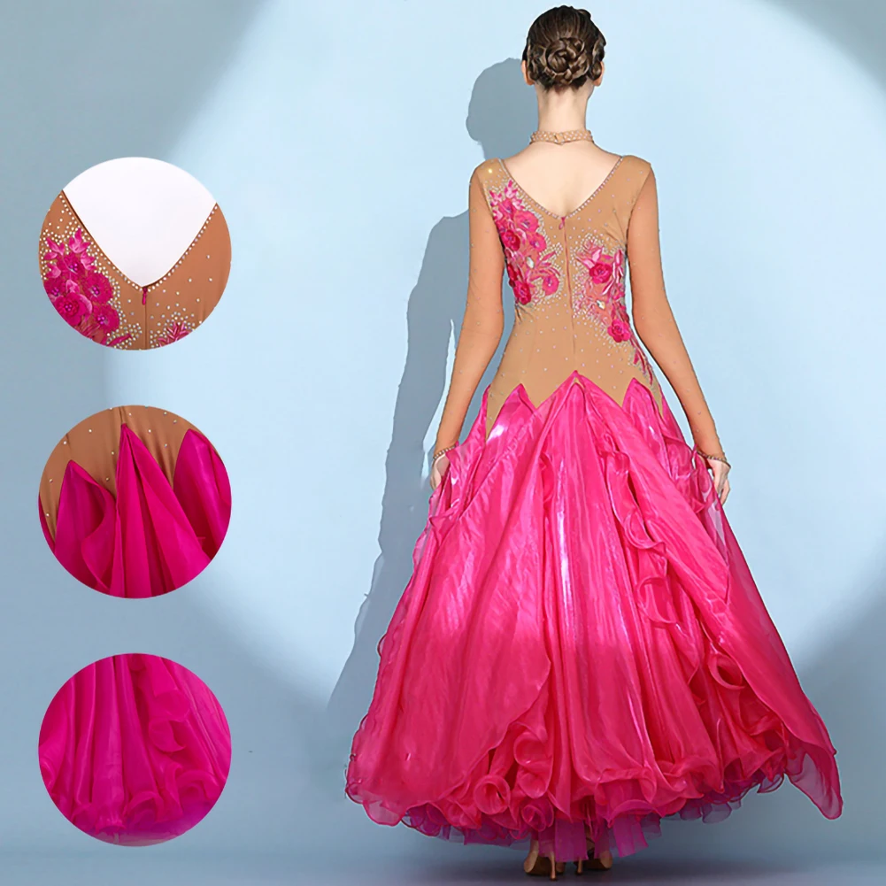 Женское бальное платье Waltz с длинным рукавом элегантное красное V-образным