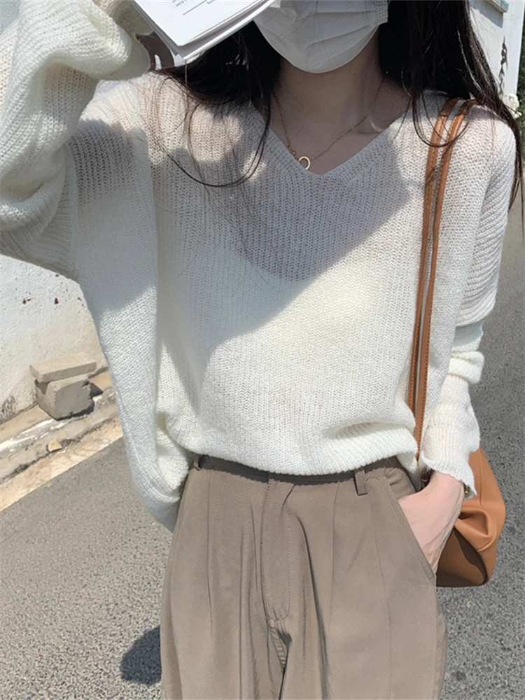 

Sweater Women Spring Pullover Girls Sweater Oversize Knitted Summer Tops Vintage Long Sleeve Fall Female Outerwear Knitting Thin