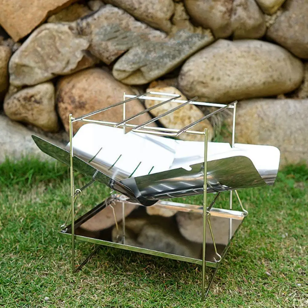 

Foldable Camping Bonfire Barbecue Grill Outdoor Barbecue Ultra Incineratoreasy Light Rack Station Wood Storage Rack Stove F X1O1