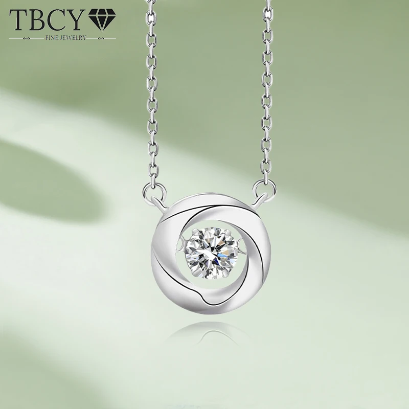 

TBCYD Round Brilliant Cut D Color Moissanite Necklace For Women S925 Sterling Silver Pink Diamond Pendant Chain Fine Jewelry GRA