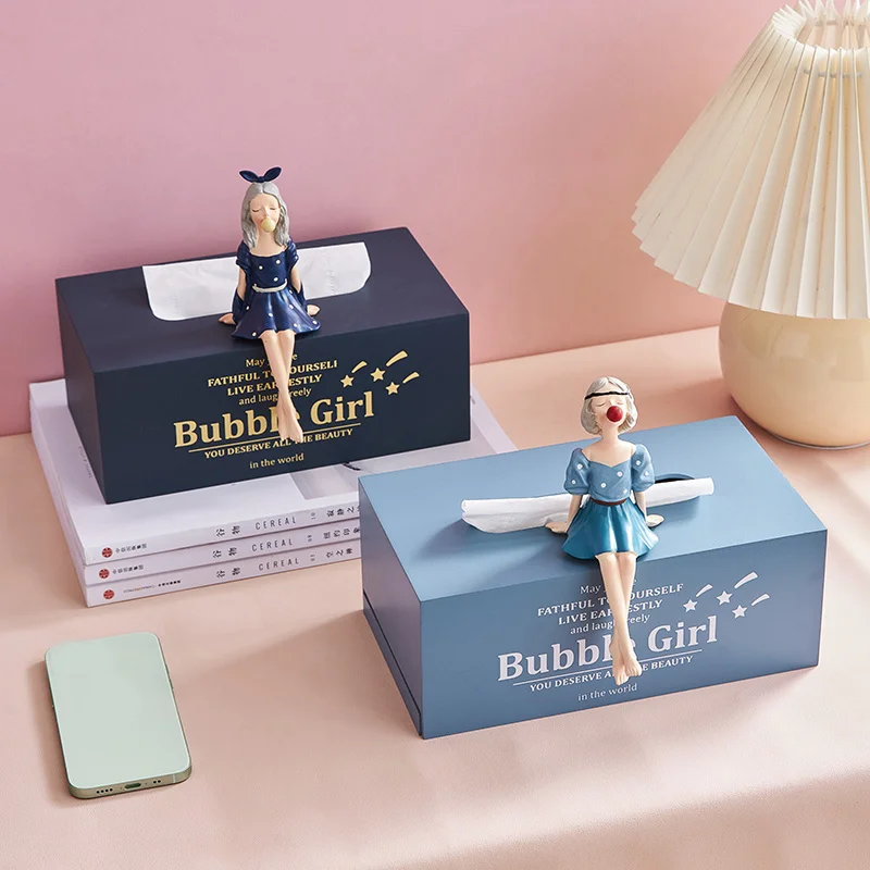 

Bubble Car Girl Box Home Decor Accessories Bathroom Holder Wood Wipes Case Decorative Tissue Boxes