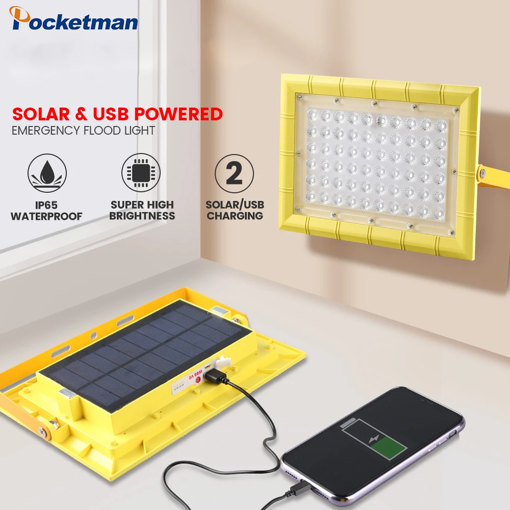 

60 lamp solar floodlight internal electric display four gear output magnet handheld with USB cable