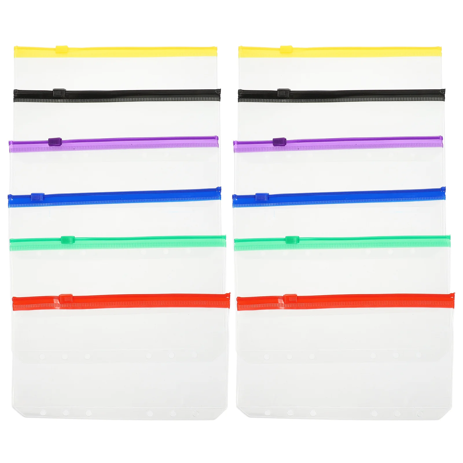 

12 Pcs Binder Clips Loose-leaf Book Zip Bag Pocket Extra Thick Storage Transparent Notebook Zipper Notepad Pouch 6-ring Refill