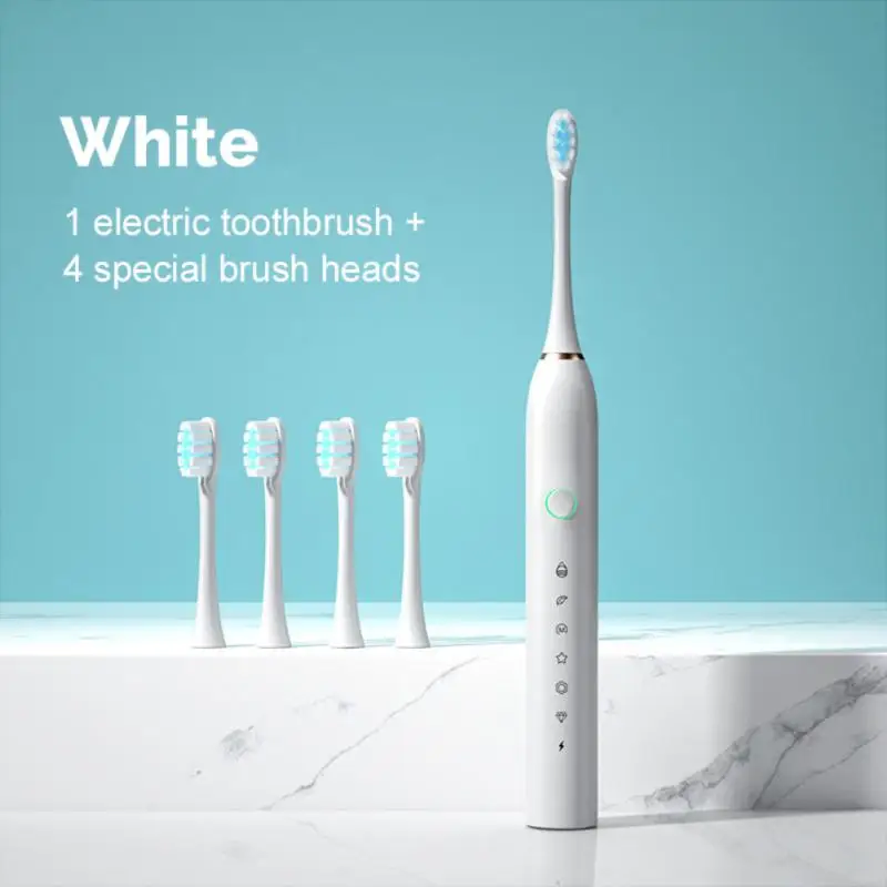 

x.q.m.q Adult Children's Sonic Electric Toothbrush 6-gear IPX7 Waterproof USB Rechargeable Toothbrush with 4 Replacement Head