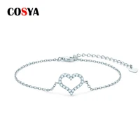 cosya 925 sterling silver 0 3 carat heart moissanite bracelet for women sparkling wedding engagement party fine jewelry gifts
