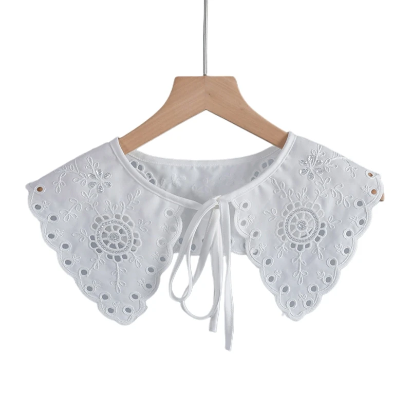 

Женское Ожерелье с цветочной вышивкой, ажурная отделка, съемный воротник