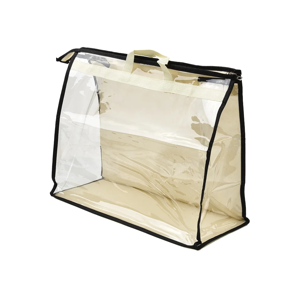 

Transparent Dust-Proof Storage Bag Organizer Non-Woven Clothes Storage Boxes Hanging Moisture-Proof Handbag Cover With Zipper