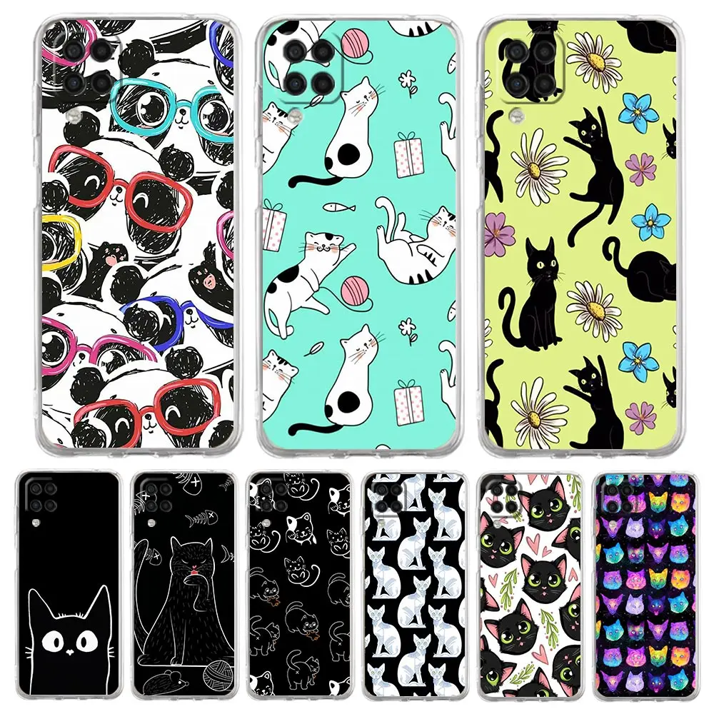 

Fashion Cute Cat Aesthetics Clear Phone Case For Samsung Galaxy A51 A71 A21S A12 A11 A31 A41 A52S A32 A01 A03S A13 A22 5G Cover