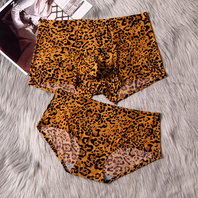 Couple Lovers Men Boxer Shorts Leopard Print Sexy Underwear Men's Underpants Cueca Boxer Male Panties Lady Boxershorts Bamboo