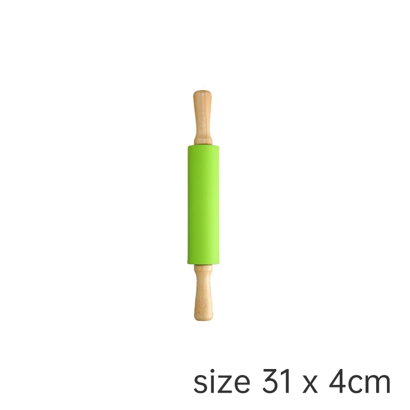 

Антипригарная силиконовая Скалка с деревянной ручкой, ролик для теста, муки, теста, кухонный инструмент для готовки, выпечки,...