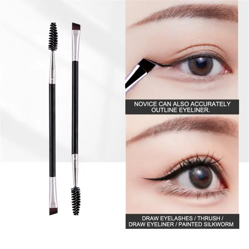 

Double-headed Eyebrow Brush Spiral Bevel Makeup Brush, Plastic Handle Eyelash Brush Single Piece, Convenient Carry Beauty Tools