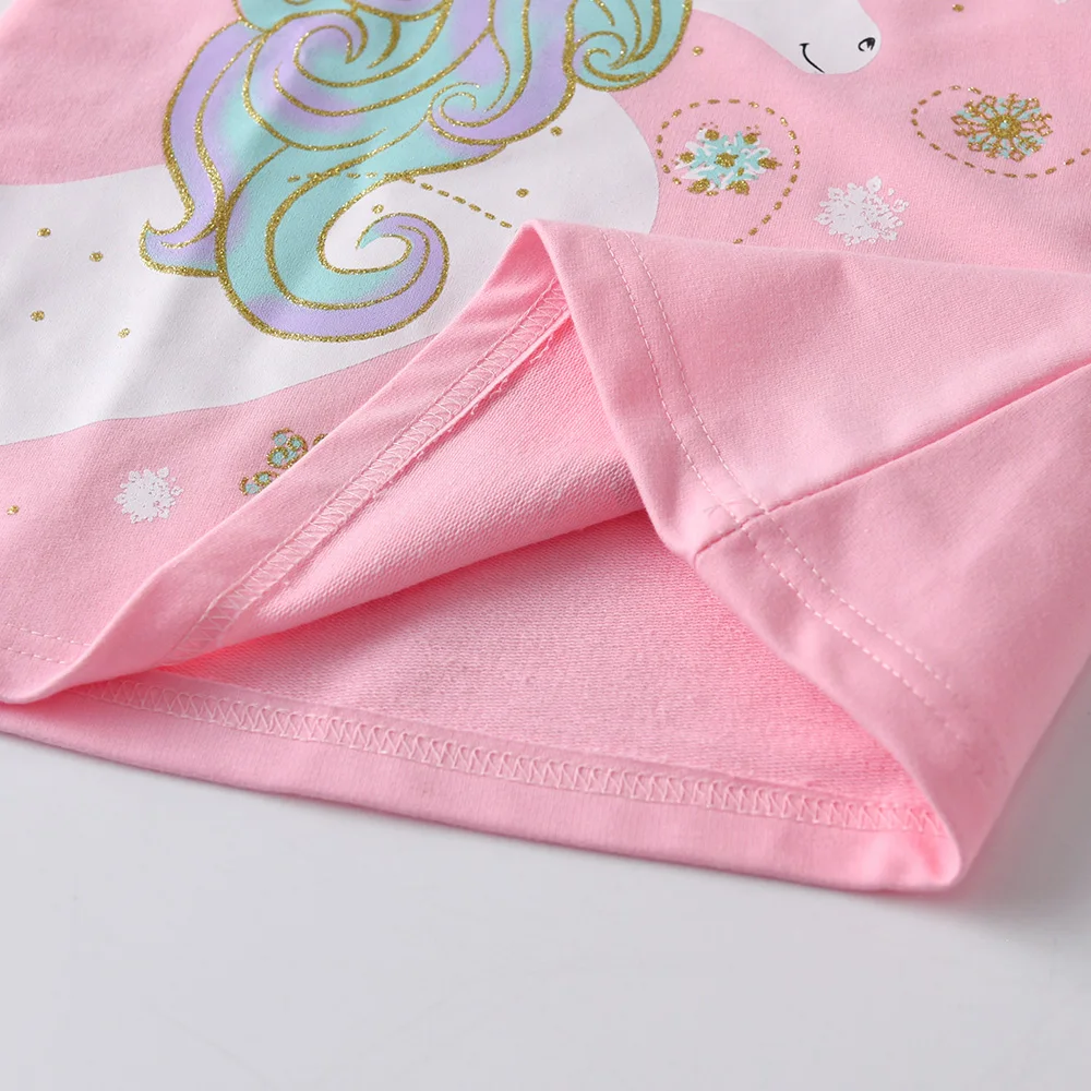 DXTON Girl Cotton Straight Dresses Kids Licorne Vestidos Girls Autumn Winter Long Sleeve Casual Dress Kids Hoody Striped Dresses