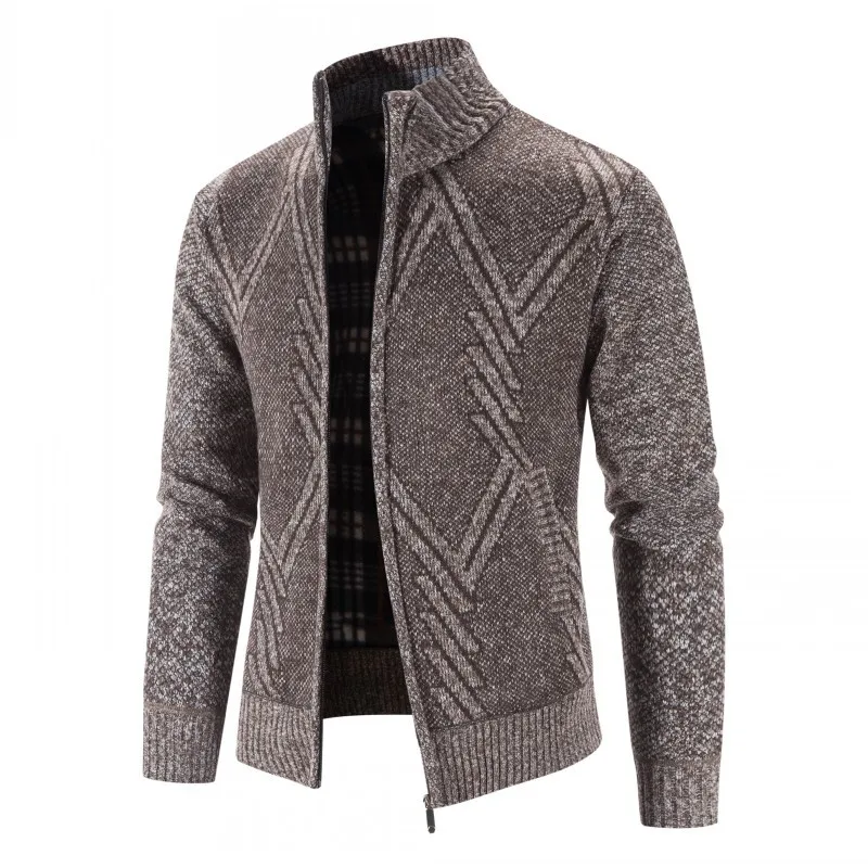 

2022 New Autumn and Winter New Stand Collar Thickened Casual Jacket Men's Cardigan Sweater Knitted Sweater Men's Slim Coat