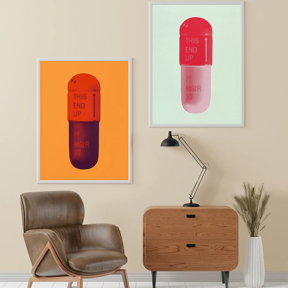 Современное Настенное Искусство Печать На Холсте Розовый Зеленый Мультяшный