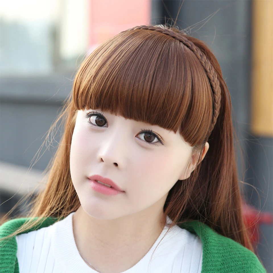Искусственные натуральные парики для волос SEEANO челки с косами термостойкие