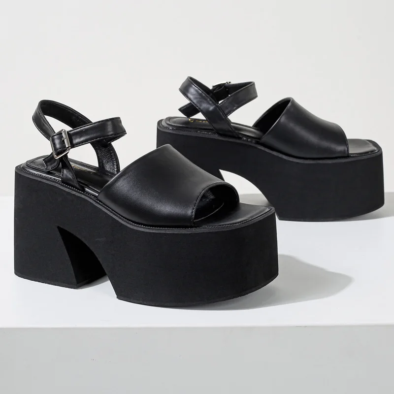 Сандалии женские на массивном каблуке 10 см босоножки платформе высокий каблук