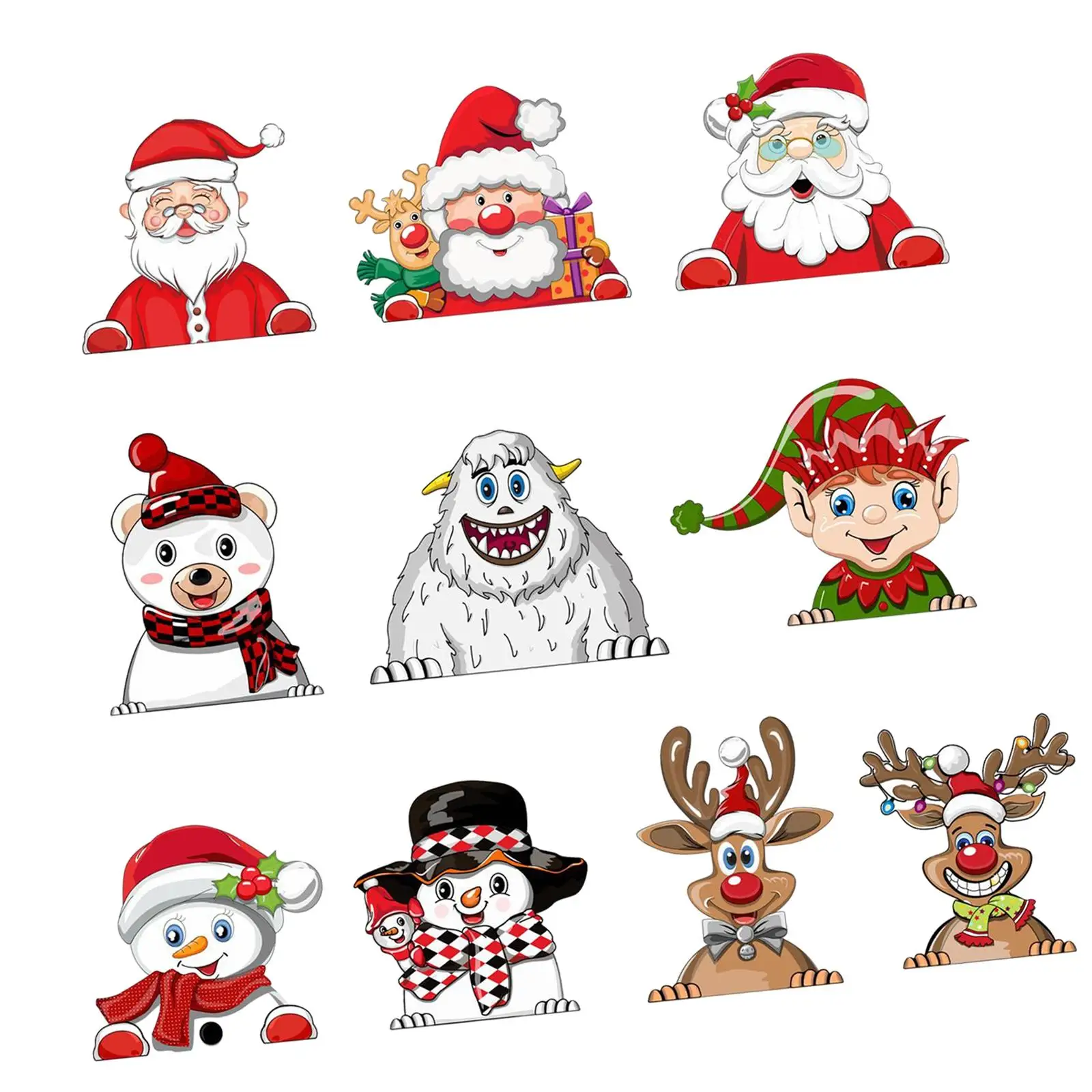 

10x Christmas Car Window Decals Windshield Stickers for Holiday Wall