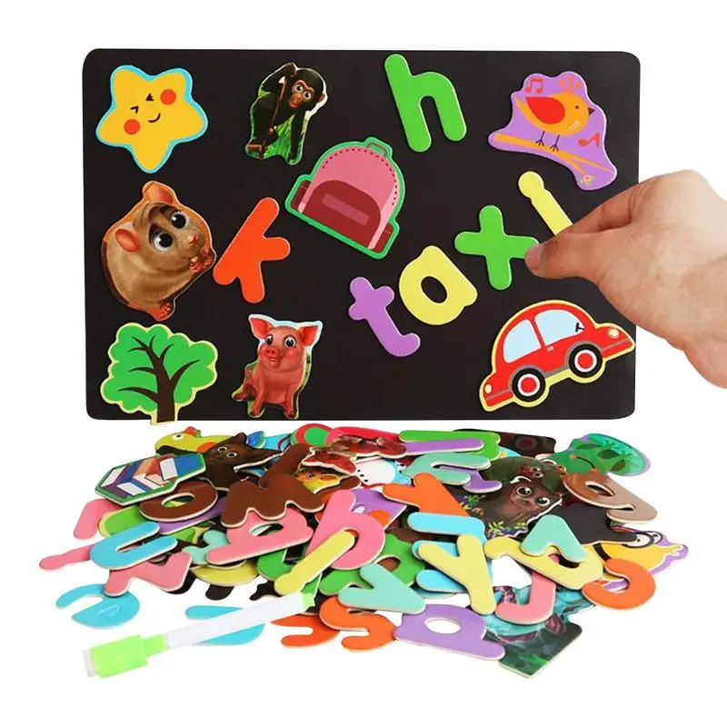 

Магнитный алфавит головоломка обучающая игрушка животное Алфавит животные Пазлы для детей 26 букв магнитная игрушка деревянный