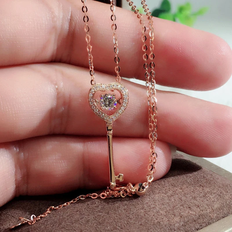 Женская цепочка с белым цирконом модное ожерелье кулоном в виде ключа от