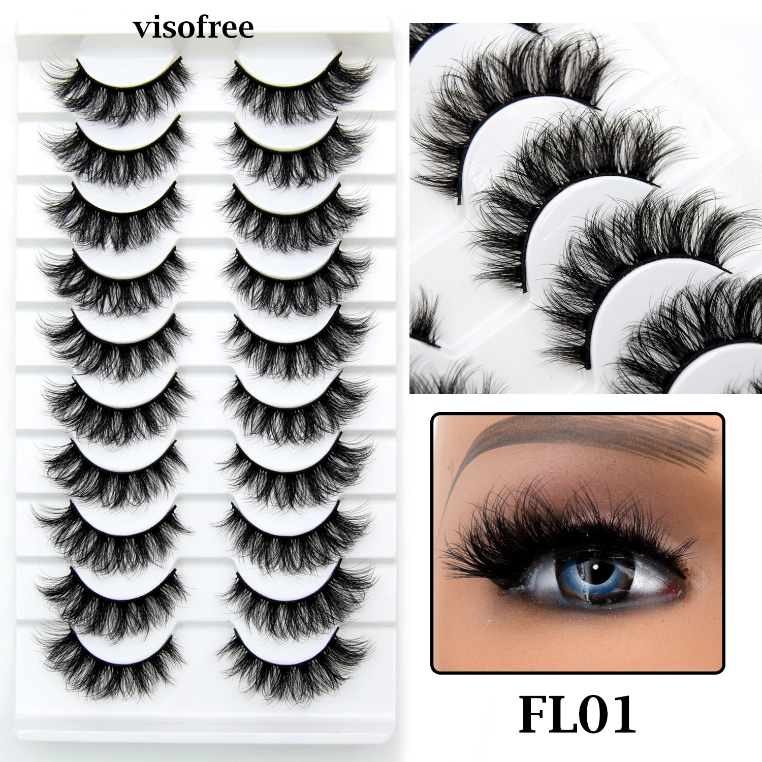 

10 Pairs Eyelashes Natural Long 3D Mink Lashes Fluffy Volume Mink False Eyelashes Cruelty Free Wispy Lashes Makeup Cilios