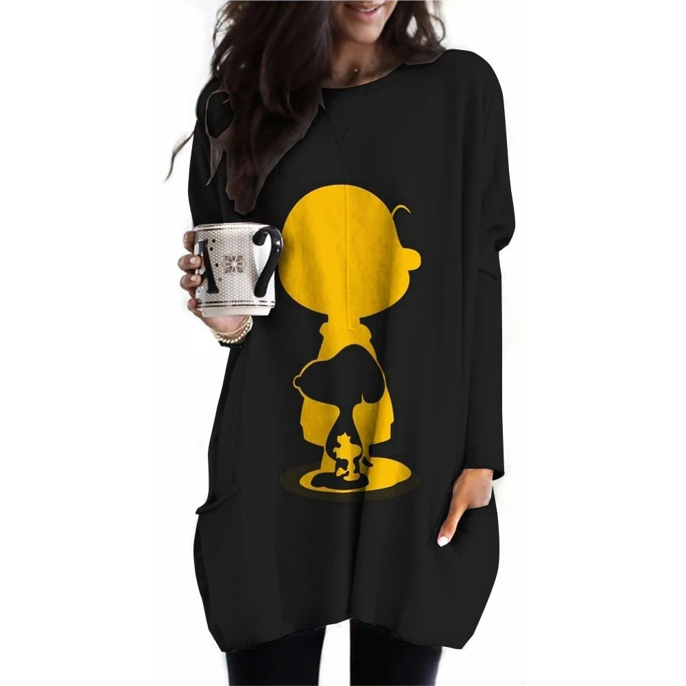 Женская Повседневная футболка с длинным рукавом и круглым вырезом