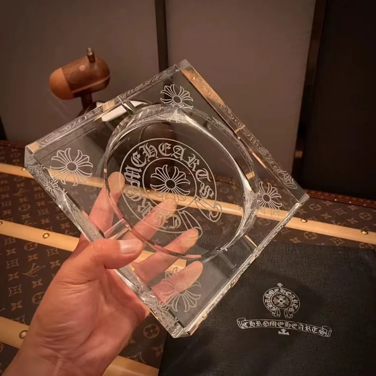 

Cenicero de cristal Ch3ro4me % H % ea3rts, adorno de moda, conjunto de caja de regalo
