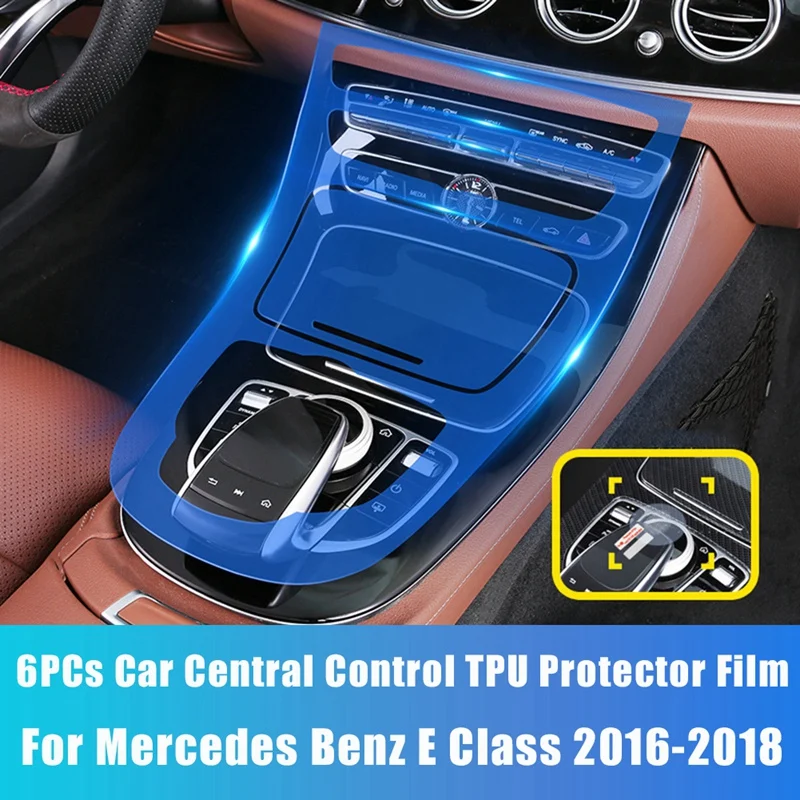

6Pcs Central Control Gear Panel Mouse Knob TPU Protector Film for Mercedes Benz E Class W213 E200 E260 E300 2016-2018