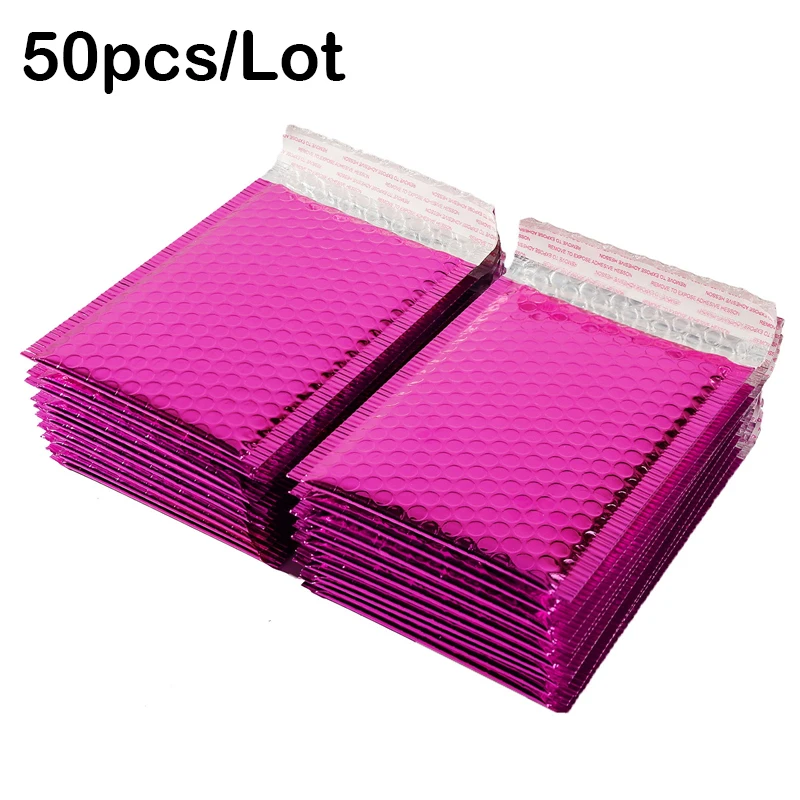 50PCS Rose Red Mailers Poly Bubble Mailers Aluminum Foil Bags Padded Envelopes Self Seal Bubble Envelope Shipping Mailer