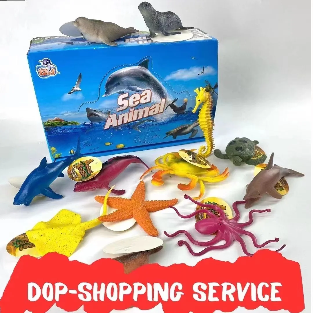 

New Mini Sea Life Animals Dolphin Crab Shark Turtle Model Action Figures Ocean Marine Aquarium Miniature Cognition Education Toy