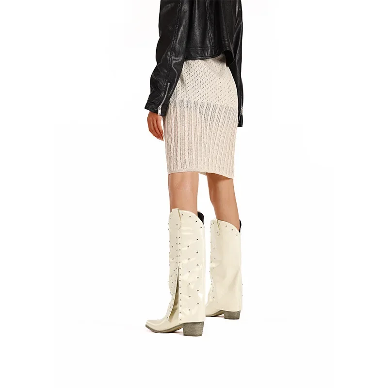 Брючные сапоги большого размера на толстом каблуке с квадратным носком и