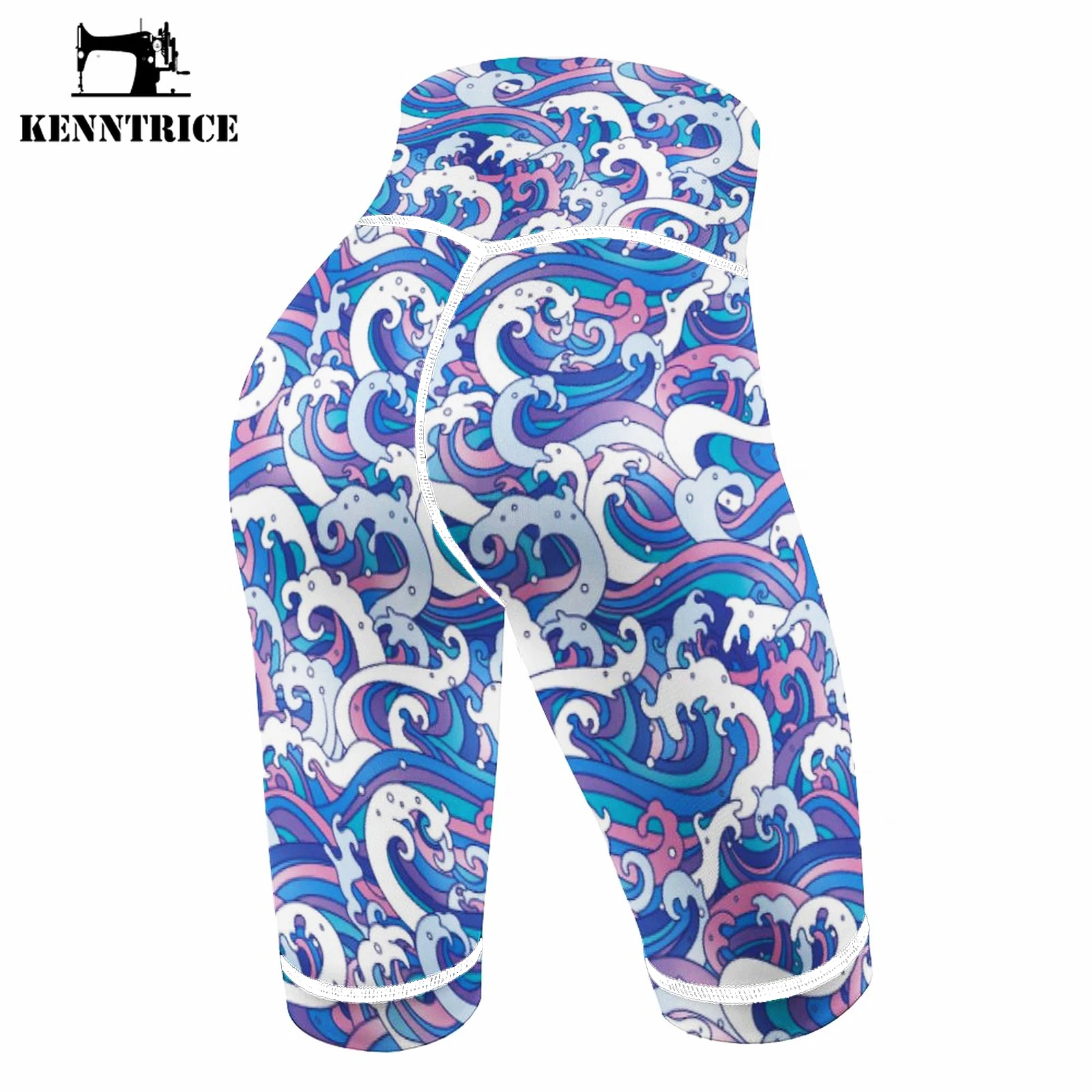 Kenntrice 2022 Summer Leggings Women Yoga Pants Fashion Wave Print Sports Gym Stretchy LoungeWear Lady High Waist Sexy Leggings