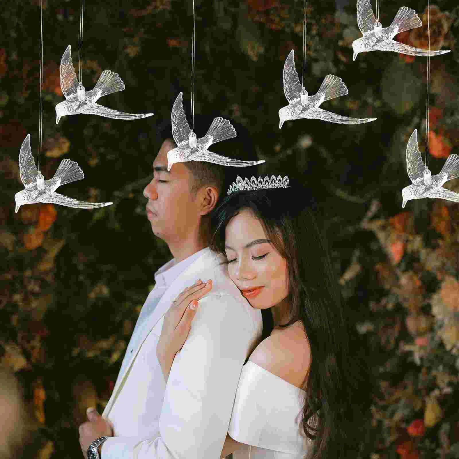 

2 Pcs Christmas Decorationss Birds Hummingbirds Ornament Crystal Ceiling Garden Acrylic Home Flying Shape Decorating