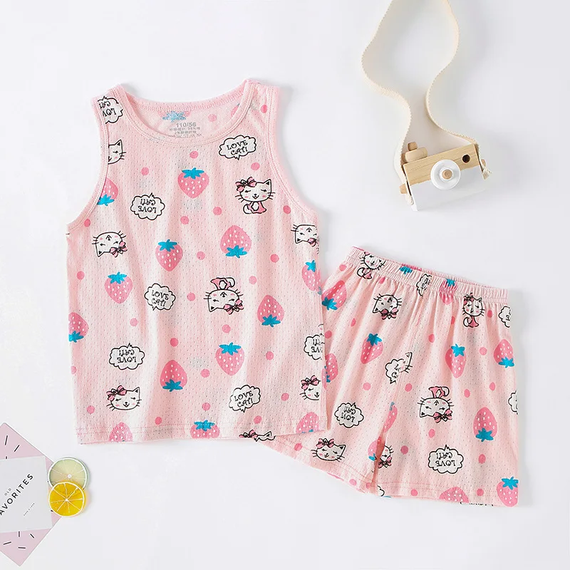 

Girls Pajamas Sets Summer 2023 Children's Sleepwear Ice Silk Pijamas for Kids Breathable Baby Clothing Set Toddler underwear