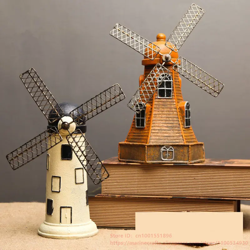 

European Windmill Home Decor Ornaments Vintage Resin Windmill Ornaments Piggy Bank Miniature Models Gifts Furnishing Articles