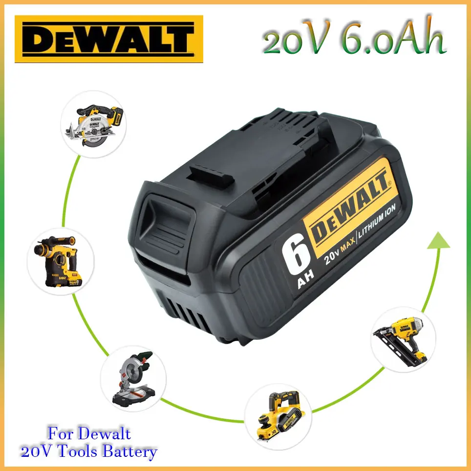 

20V 6.0Ah DCB200 original rechargeable Li-ion Battery， for DeWalt MAX DCB205 DCB201 DCB203 power tool Batteries