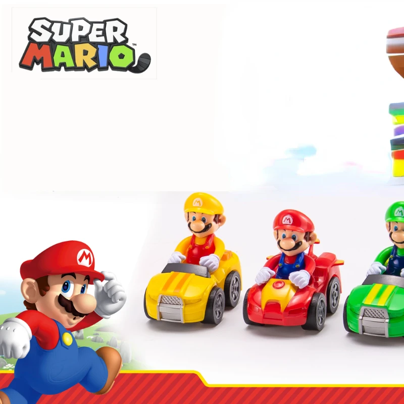 

Newest Super Mario Karting Model 4pcs/set Action Figure Toys Car Mario Bros Luigi Anime Peripherals Doll Children Gifts