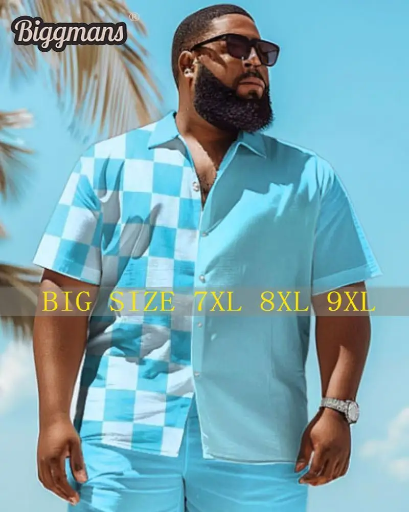 Рубашка Biggmans размера плюс для лета Пляжная мужская пляжная гавайская рубашка в