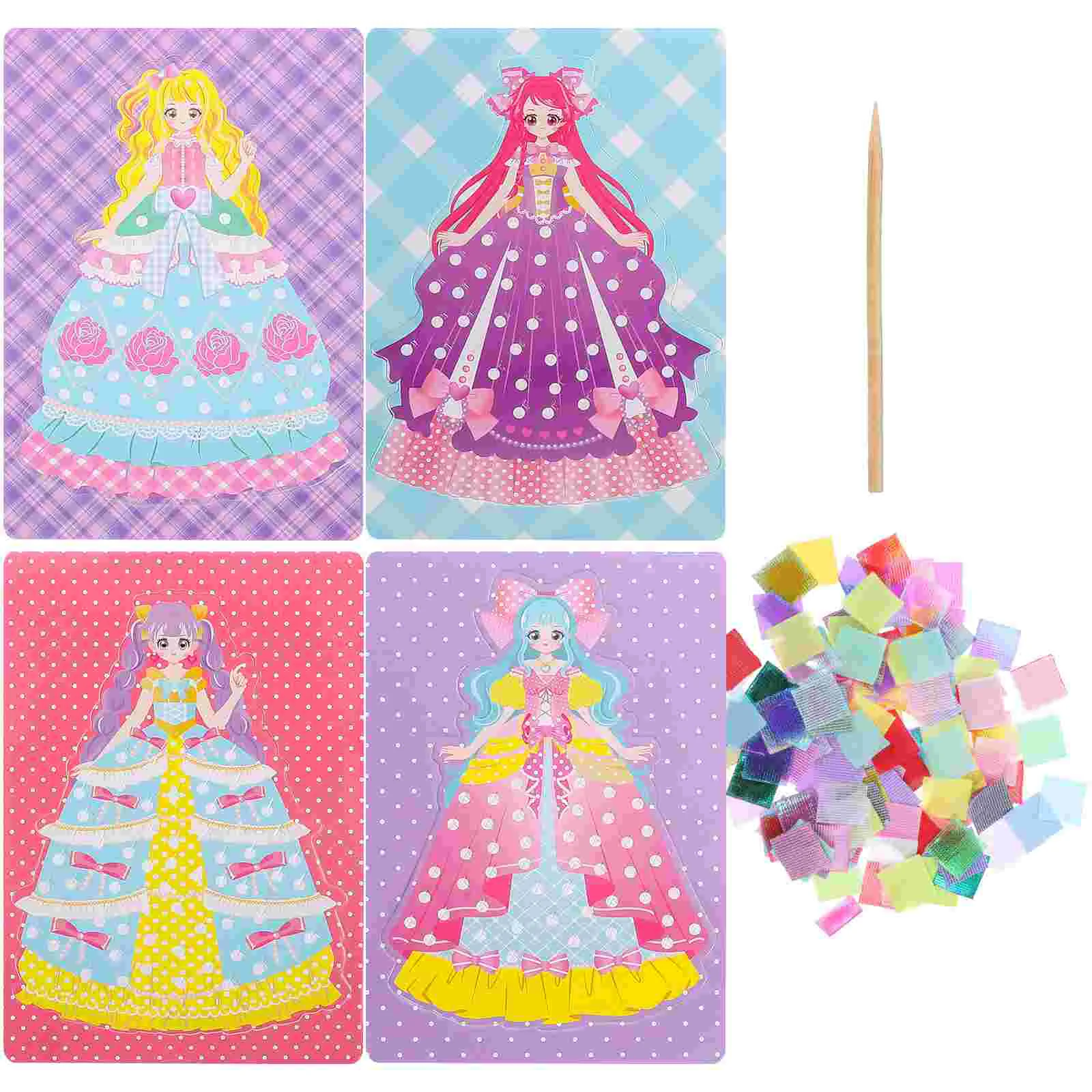 

1 Set Unfinished Fabric Poking Material Puncture Painting Banquet Dress Toy