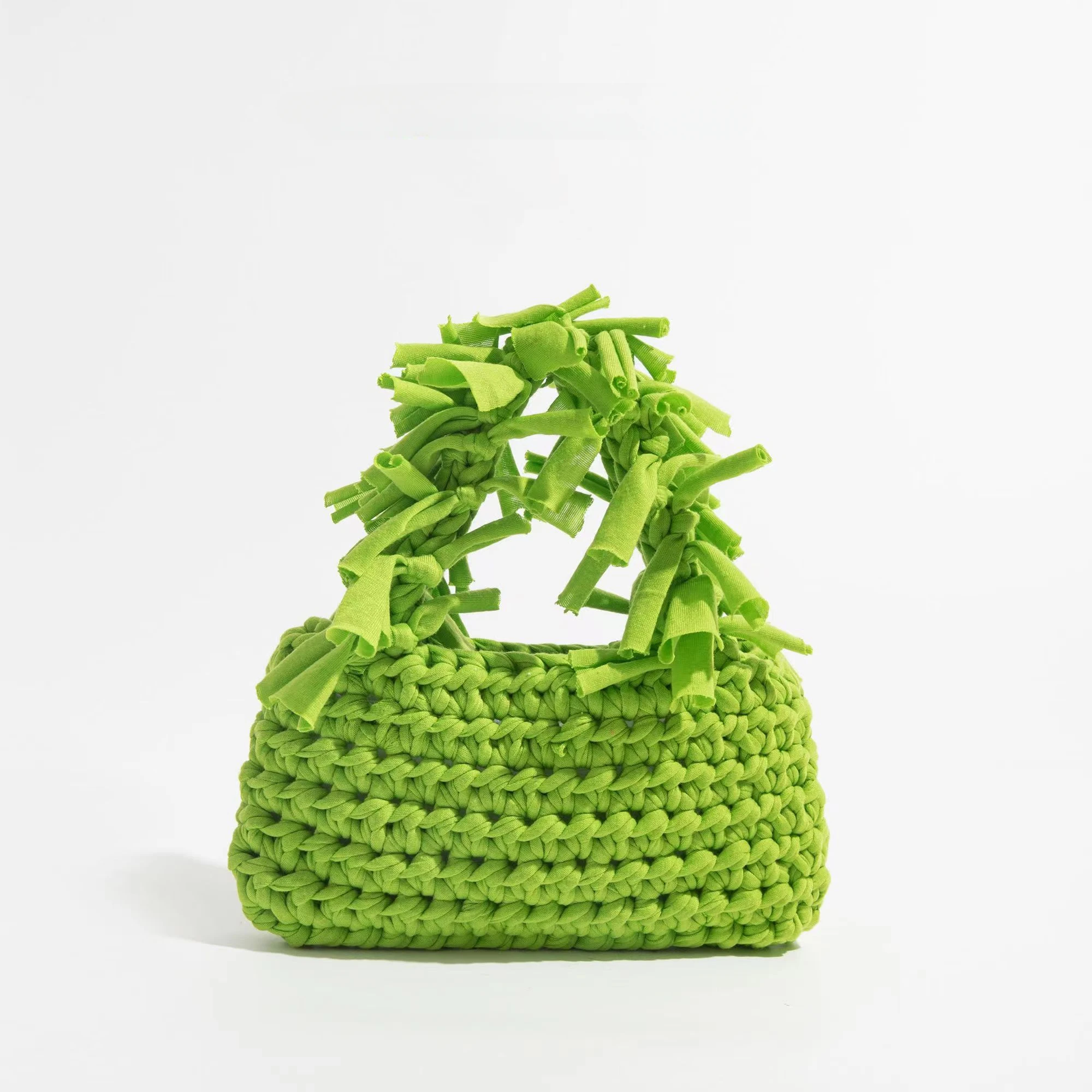 

Solid Color Fashion Shoulder Handbag Women Handmade Crochet Bags Girls Cute Thick Rope Knitting Purse Crossbody Bags