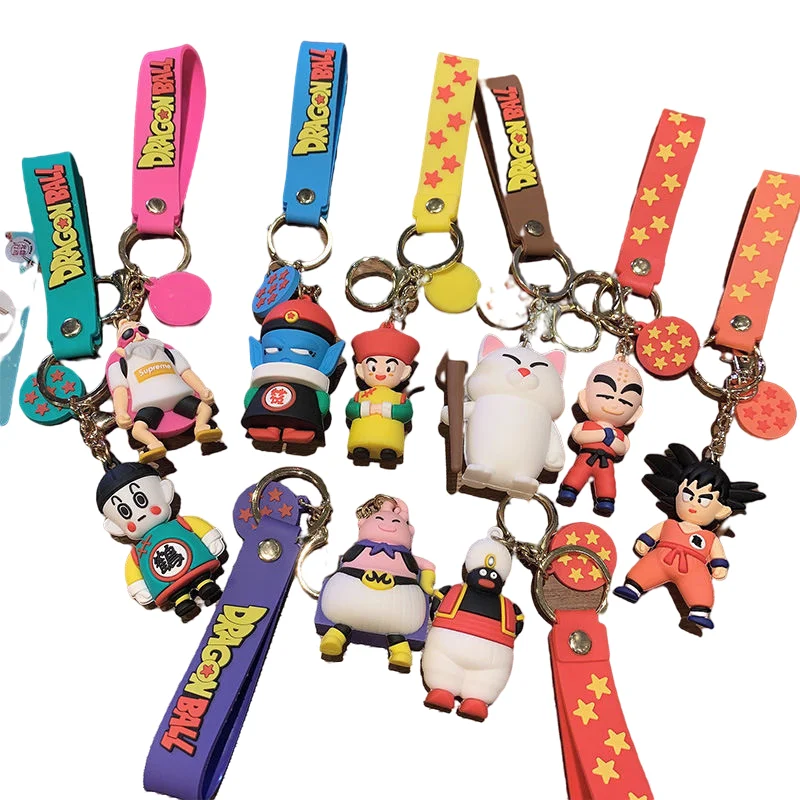 

Cartoon anime dragon ball couple doll key chain pendant cute ring car key chain bag bag ornaments around toy gifts gintama