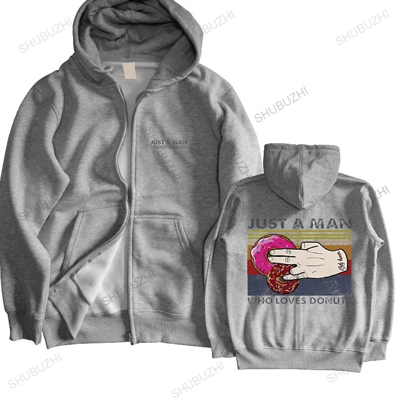 

Just A Man Who Loves-Donuts hoodie Vintage Written In English Unisex Funny Foods Digital Print Gift hoody