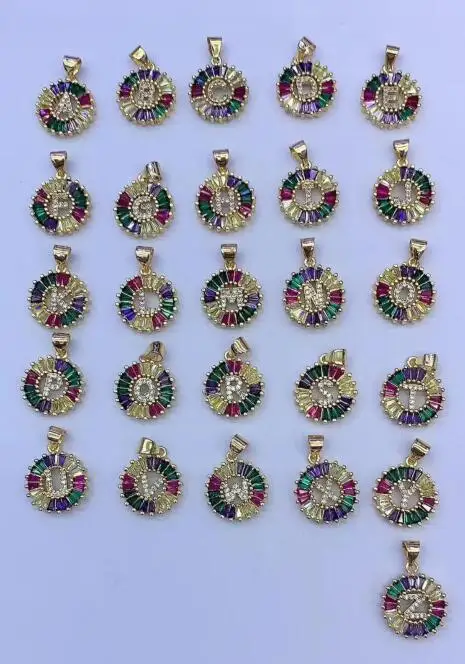 

1 шт. круглая искусственная Золотая подвеска с инициалом CZ 26 букв ожерелье браслет имя ювелирные изделия для аксессуаров ожерелье подарок