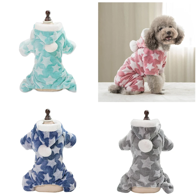

Fleece Dog Pajamas Jumpsuit Winter Dog Clothes Star Pattern Warm Jumpsuits Coat for Small Dogs Puppy Dog Cat Clothing Jumpsuits