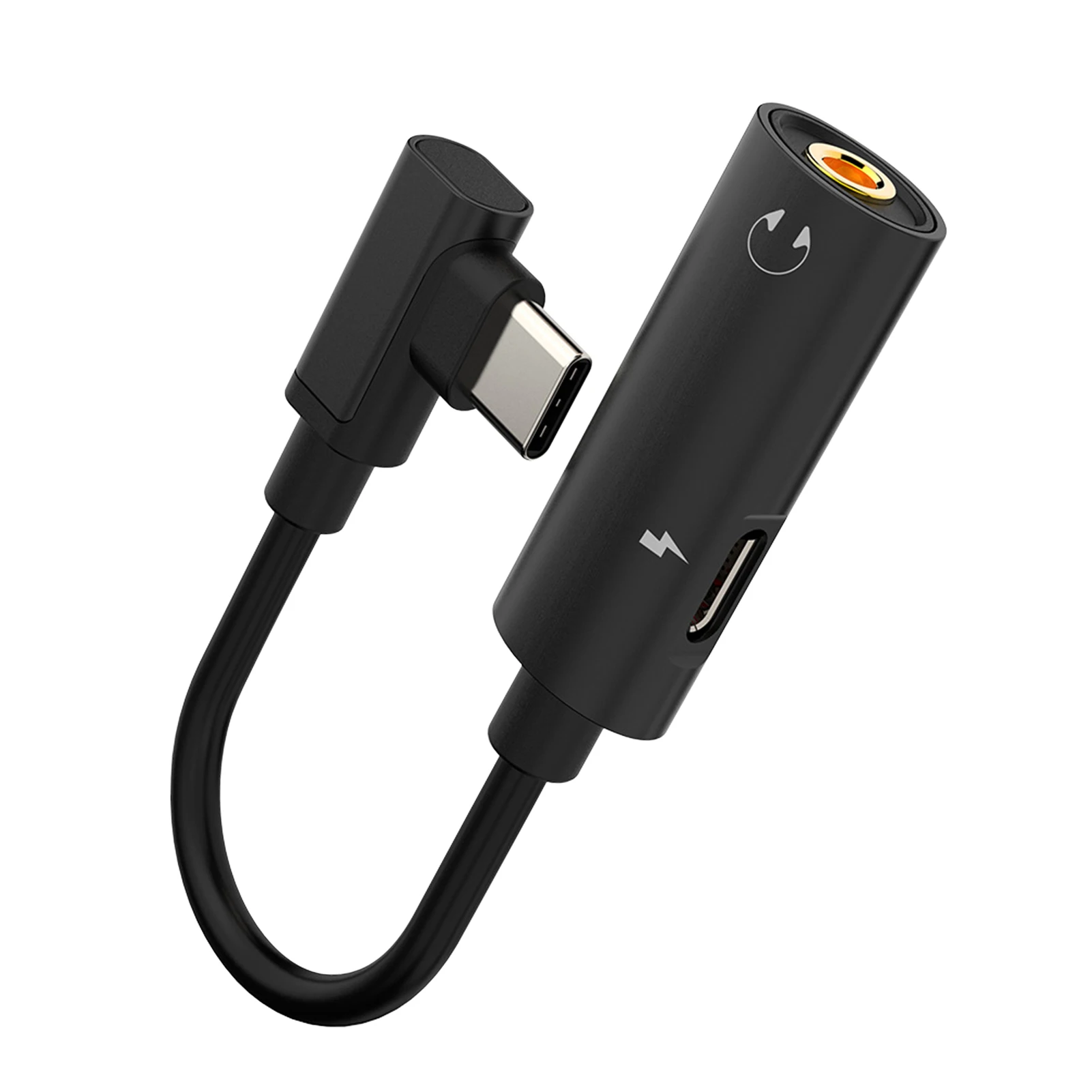 

2-в-1 L-образный USB-конвертер с Type-C на 3,5 мм, быстрая зарядка, звонки, музыка, для дома и офиса, алюминиевый сплав, гибкая портативная передача