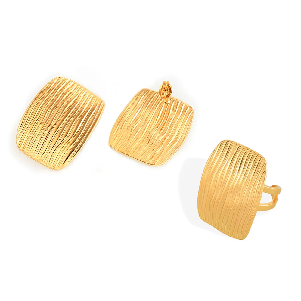 Женский ювелирный комплект из кольца и серёг нержавеющей стали