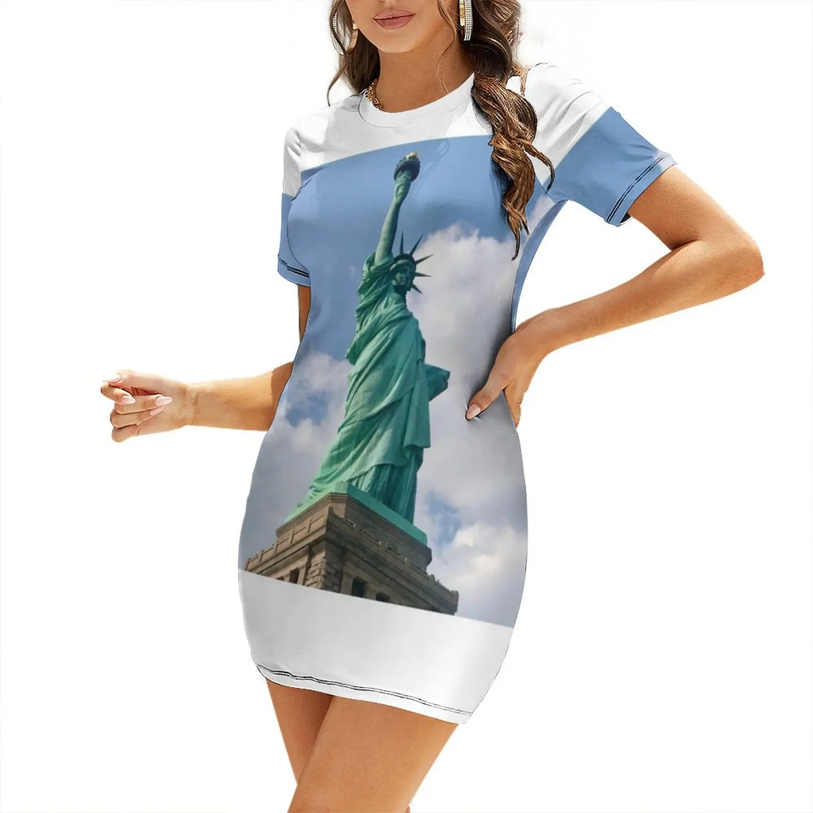 Lady Liberty Платье с короткими рукавами женские платья роскошная пляжная одежда